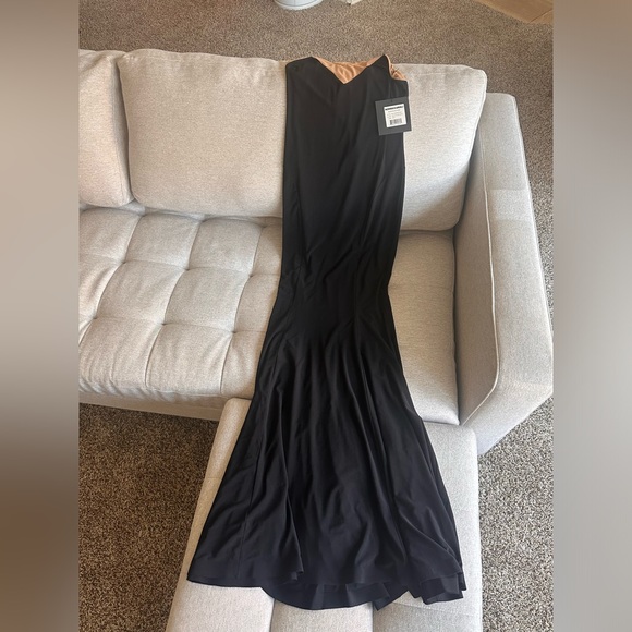 Size SM, Black Norma Kamali Racer Fishtail Gown. NWT, NBW - Picture 4 of 7